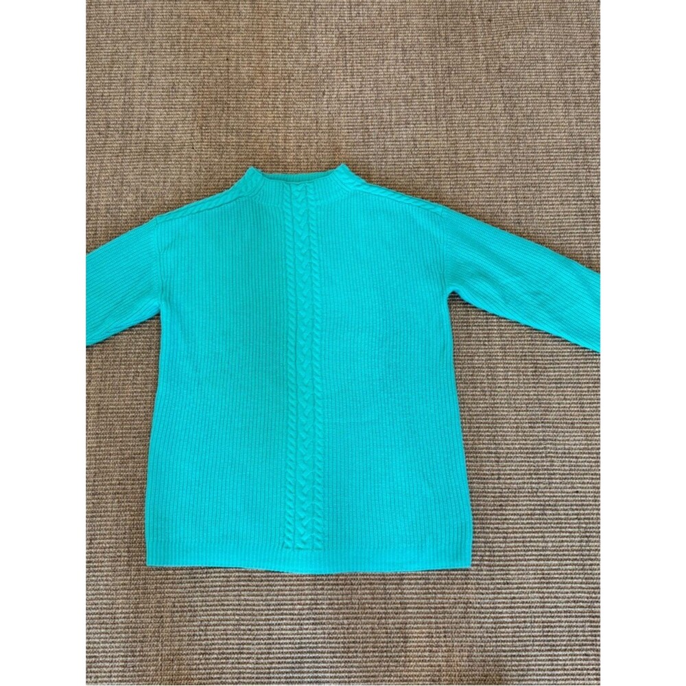 Talbot Women’s Teal Cable-Panel Knit Sweater